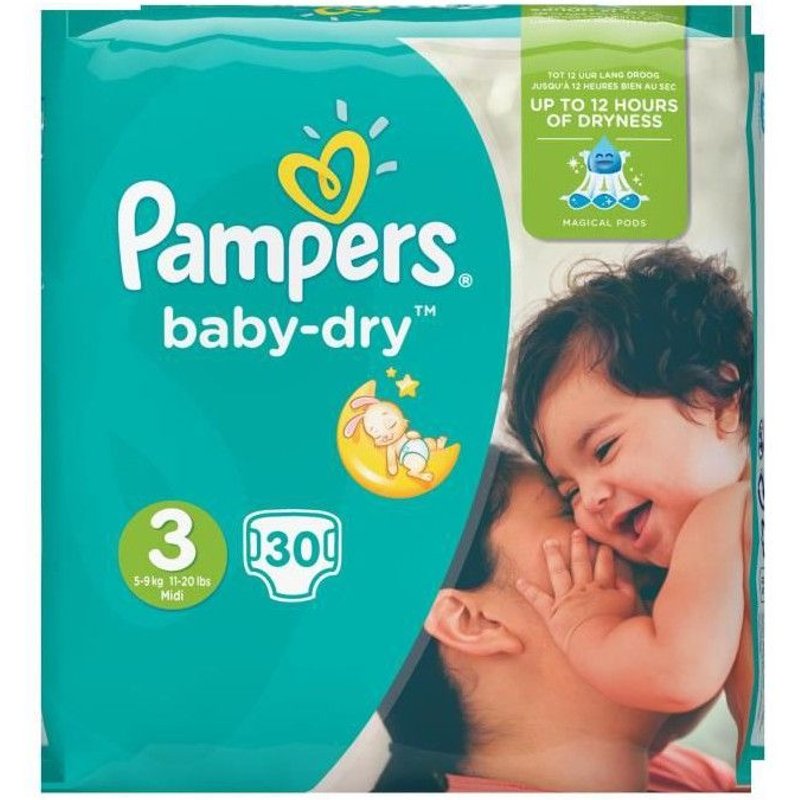 Pampers Baby-Dry Taille 3 5-9 Kg X30 Couches
