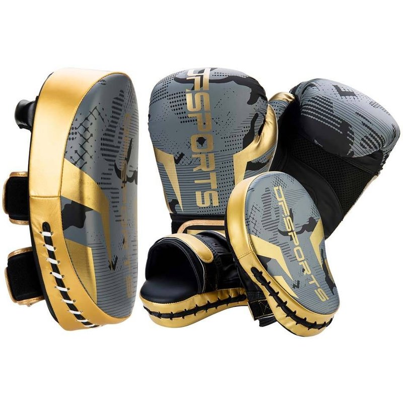 Set D'entrainement De Boxe Gris Et Or Arena Gants De 12 Oz