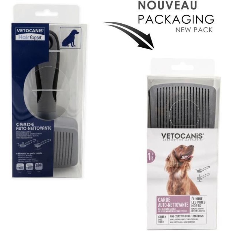 Vetocanis Brosse De Toilettage Retractable Et Autonettoyante - Pour Chien