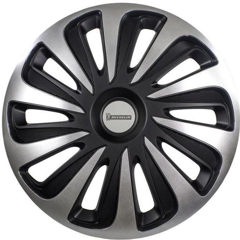 4 Enjoliveurs Gris/noir Michelin 3d Black Edition 17 Pouces