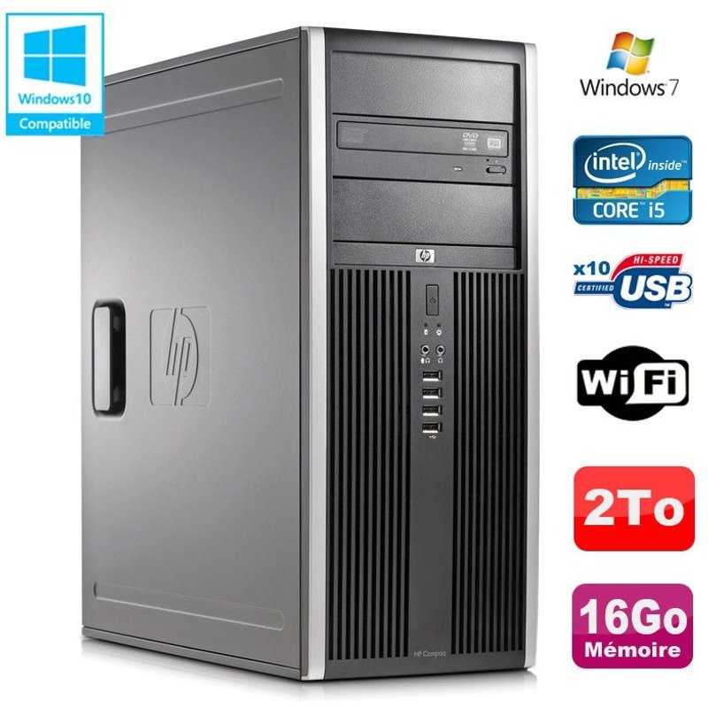 PC Tour HP Elite 8100 CMT Core I5-650 3.2Ghz 16Go Disque 2To Graveur WIFI Win 7