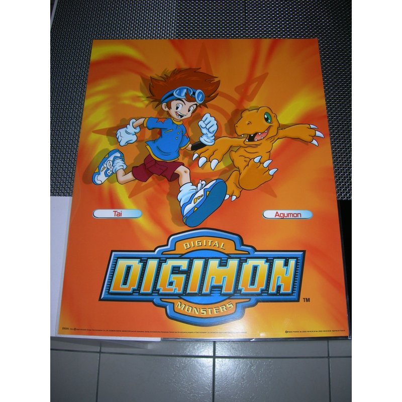 Poster Géant (51x41cm) Digimon Digital Monsters (Neuf) : Tai + Agumon