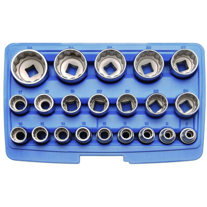 BGS 2267 Jeu de clés à douille-inserts, 12,5mm (1/2') - 8-36 mm, 21-pcs