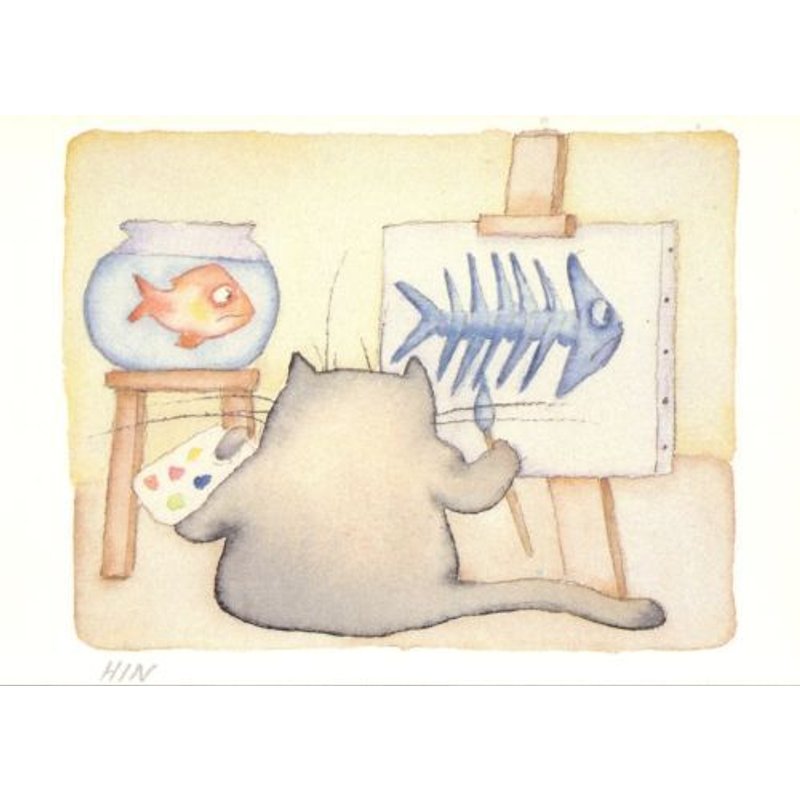 Carte Postale Moderne En Couleurs ( Chat / Chats ) : Jean Hin : " Learning To Paint " / " Peindre