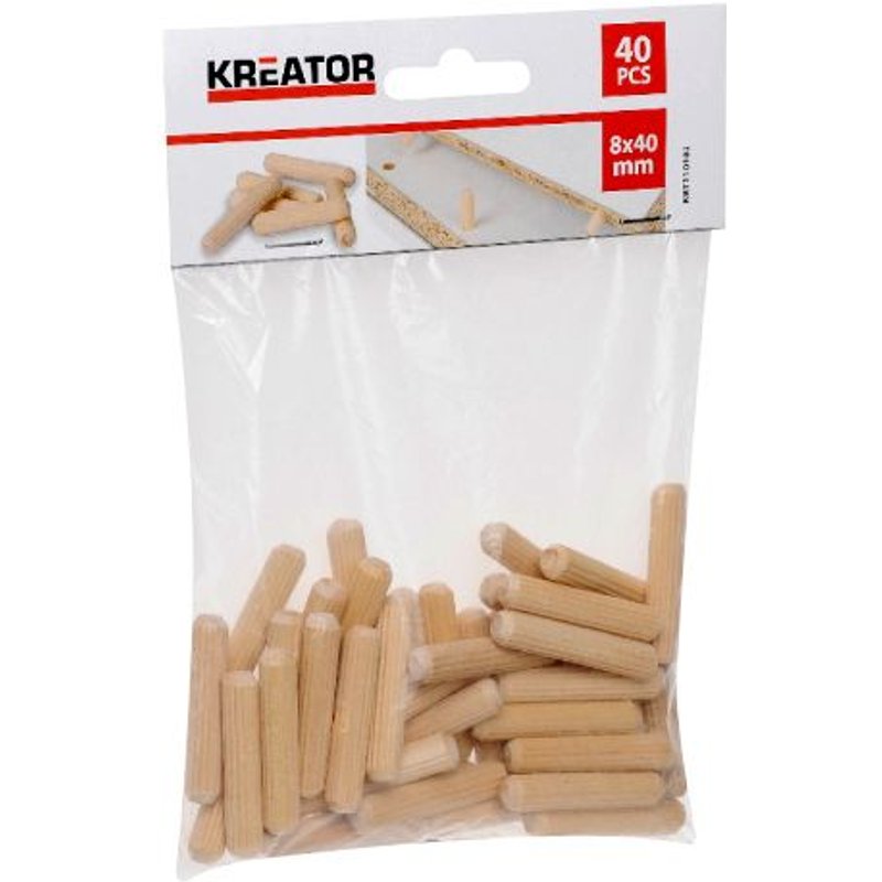 Lot de 40 tourillons bois Ø 8x40mm
