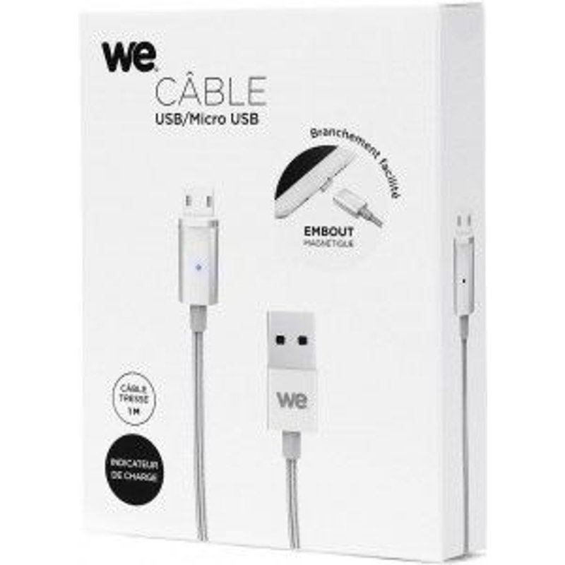 WE - Câble USB - Micro-USB de type B (M) pour USB (M) - 1 m - argent