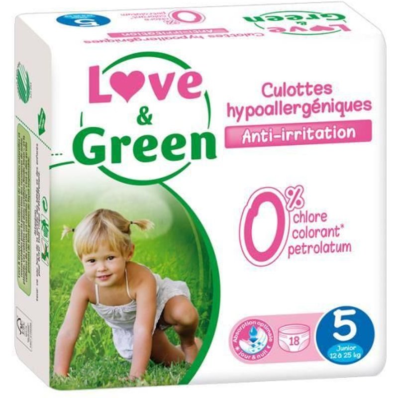 Love & Green - Culottes Apprentissage Ecologiques Hypoallergéniques 0% T5 X 18