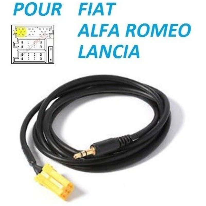 Cable jack auxiliaire mp3 audio autoradio fiat 500 - skyexpert