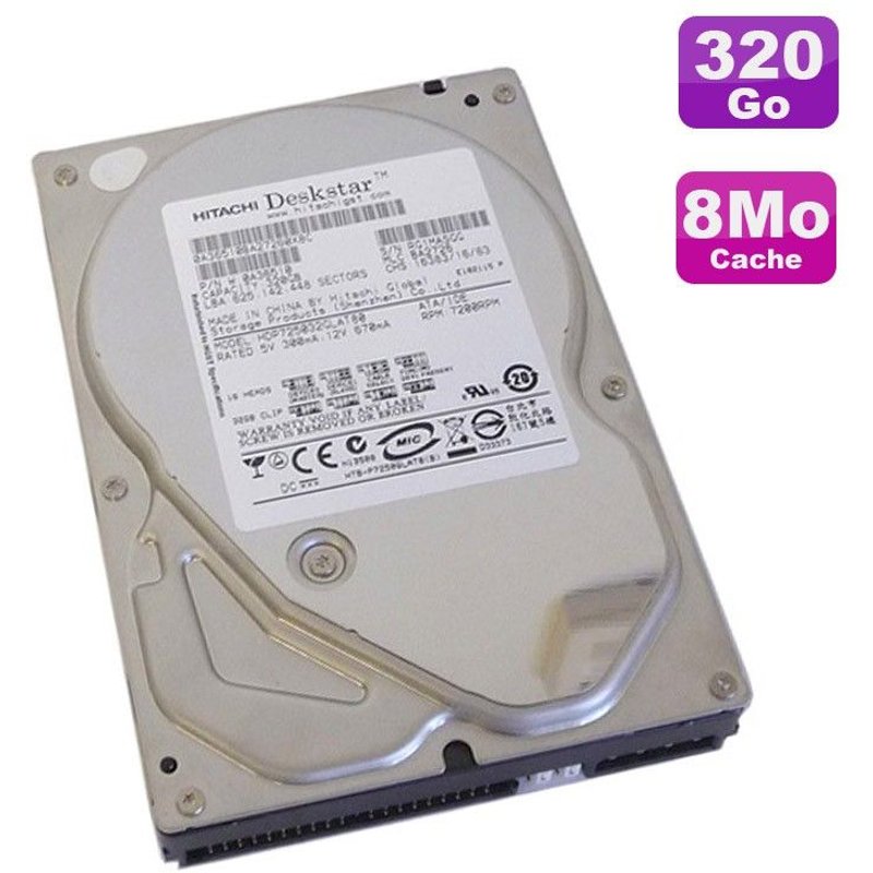 Disque Dur 320Go IDE ATA 3.5" Hitachi Deskstar P7K500 HDP725032GLAT80 7200RPM 8Mo