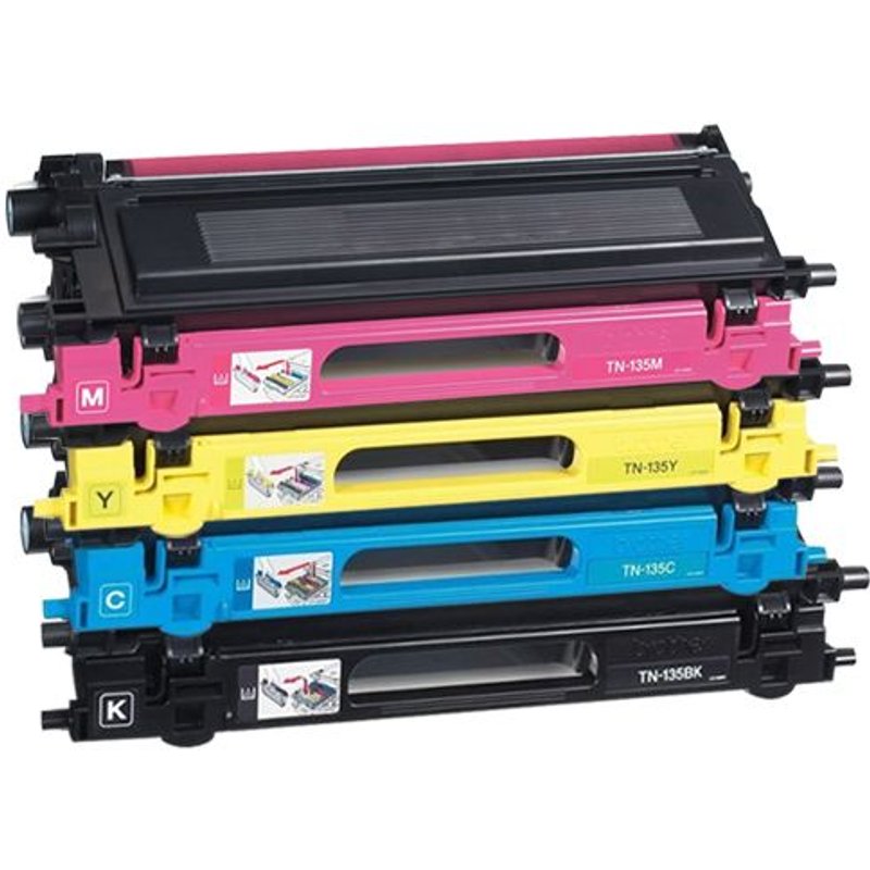 DOREE TN130 TN135 TN135BK TN135C TN135M TN135Y (4-Pack,Noir Cyan Magenta Jaune) Cartouche de Toner Compatible pour Brother HL-4040 / 4040CN / 4050CN /4050CDN / 4070CDW / MFC9440CN