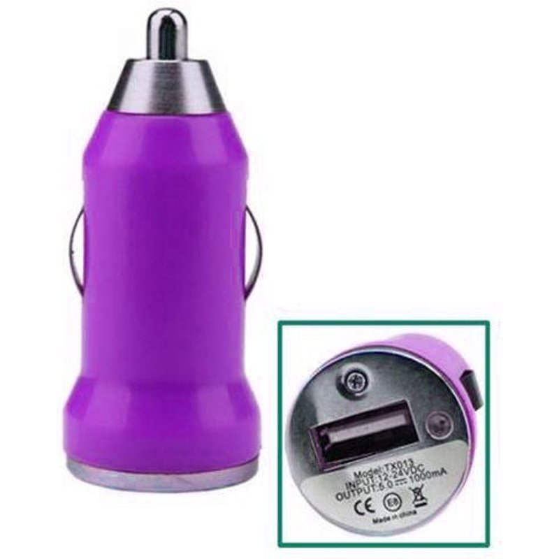 Chargeur Usb Allume Cigare Auto 1a Iphone Samsung Sony Nokia Lg Htc Gps Mp3, Couleur: Violet
