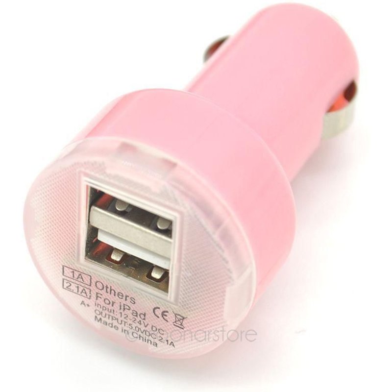 Double Chargeur Usb Voiture Allume Cigare Iphone Ipad Tablettes Samsung Sony Gps, Couleur: Rose