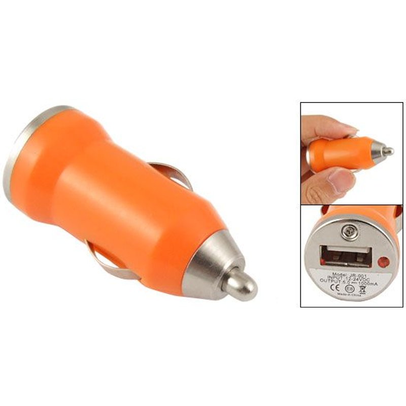 Chargeur Usb Allume Cigare Auto 1a Iphone Samsung Sony Nokia Lg Htc Gps Mp3, Couleur: Orange