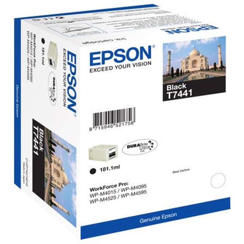 Epson T7441 - 181.1 ml - noir - originale - blister - cartouche d'encre - pour WorkForce Pro WP-M4015 DN, WP-M4095 DN, WP-M4525 DNF, WP-M4595 DNF