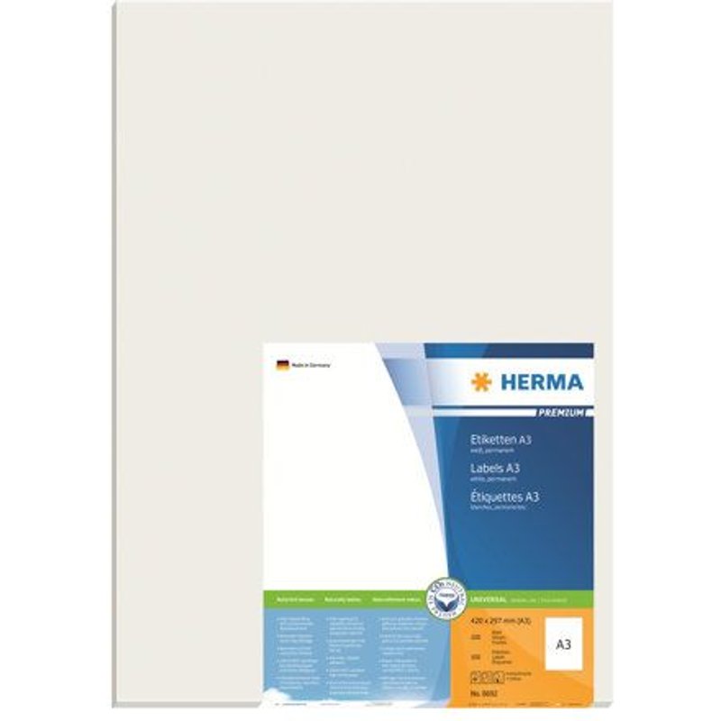 HERMA Premium - Étiquettes adhésives permanentes - blanc - A3 (297 x 420 mm) 100 unités ( 100 feuille(s) x 1 )