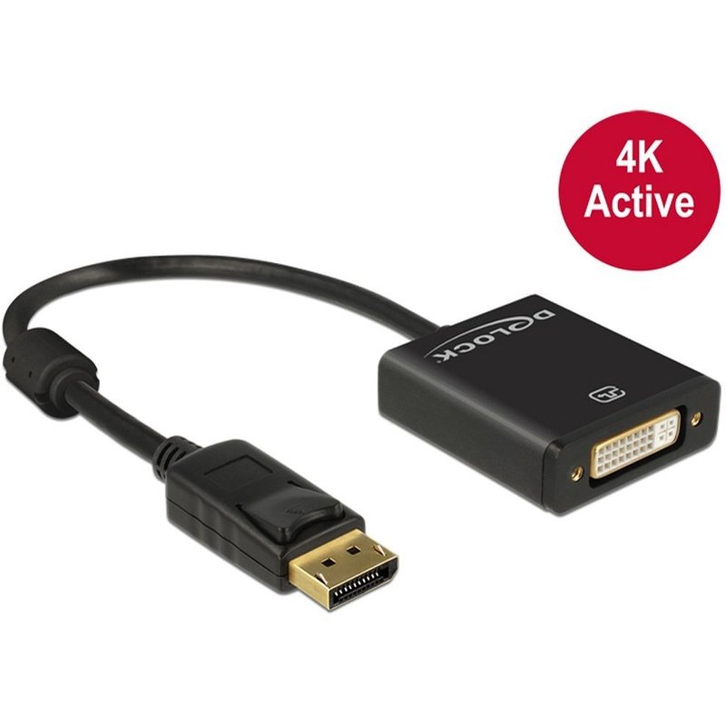 Delock Adapter Displayport 1.2 male < DVI female 4K Active black