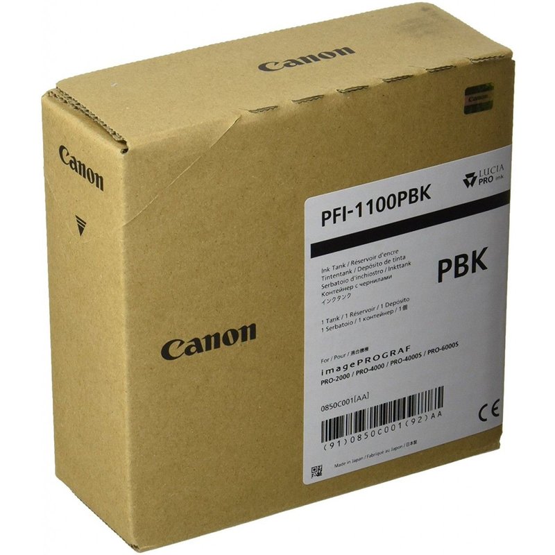 Canon PFI-1100 PBK - 160 ml - photo noire - originale - réservoir d'encre - pour imagePROGRAF PRO-2000, PRO-4000, PRO-4000S, PRO-6000S