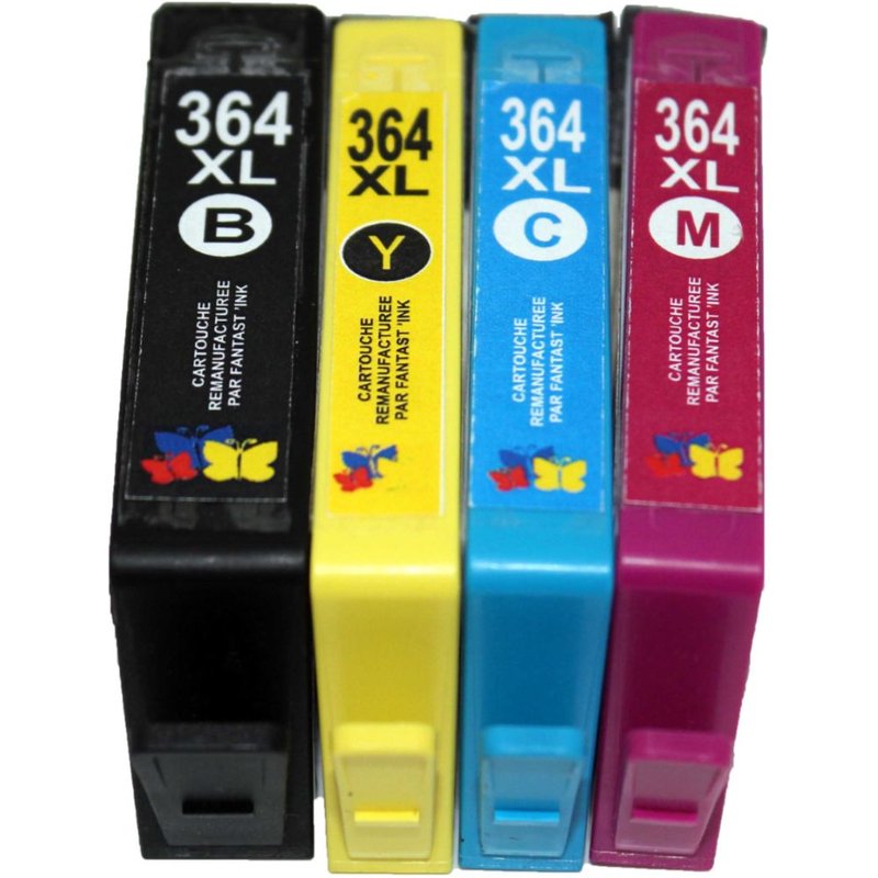 HP 364XL : Lot 4 cartouches compatible pour Photosmart C309 C310 C410 C5300 C5324 C5380 C5390 C6300 C6324 C6380 - HP364 XL