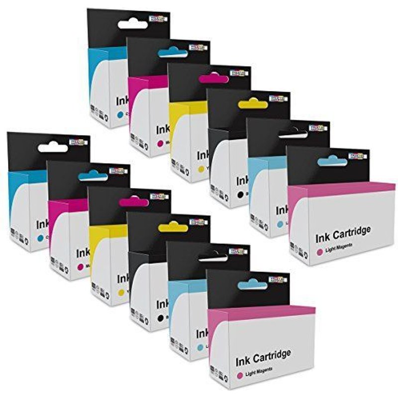 Prestige Cartridge Lot de 12 Cartouches d'encre Compatible deHaut Rendement pour HP 363 XL série - Noir/Cyan/Magenta/Jaune/Cyan clair/magenta clair