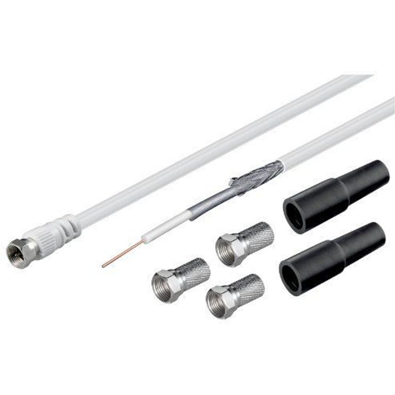 Wentronic Set câble coaxial Connecteur F x3 Douille x2 Double blindage 20 m Import Allemagne