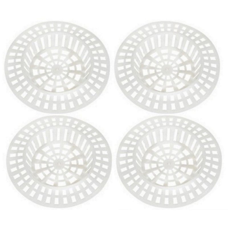 4 GRILLES FILTRE POUR ÉVIER LAVABO UNIVERSEL PVC BLANC 7CM