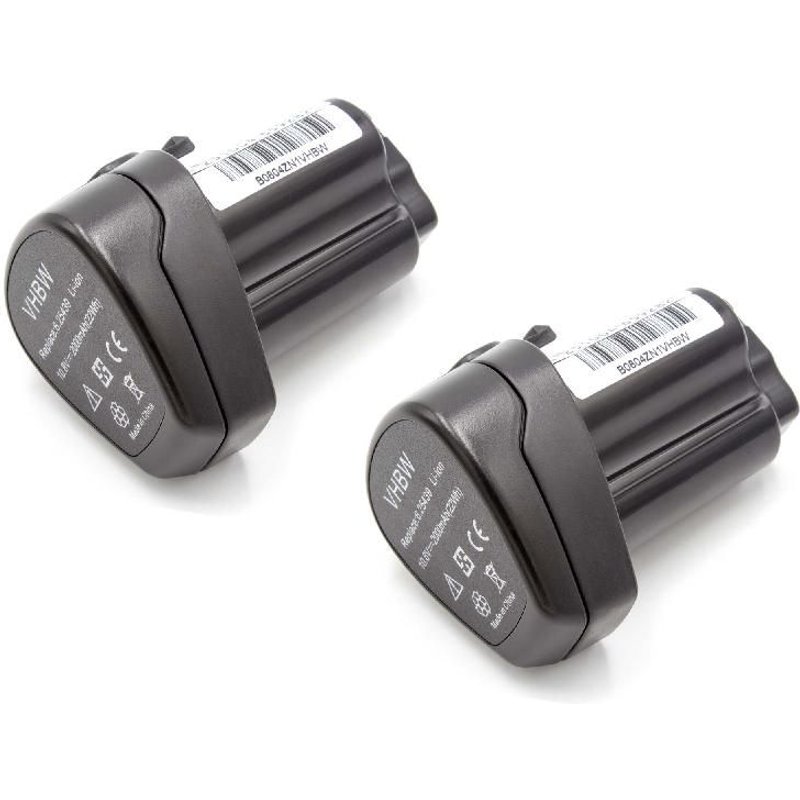 vhbw 2x Batterie compatible avec Metabo PowerLed 12, PowerMaxx 12 Basic, PowerMaxx 12, PowerMaxx 12 Pro outil électrique (2000 mAh, Li-ion, 10,8 V)