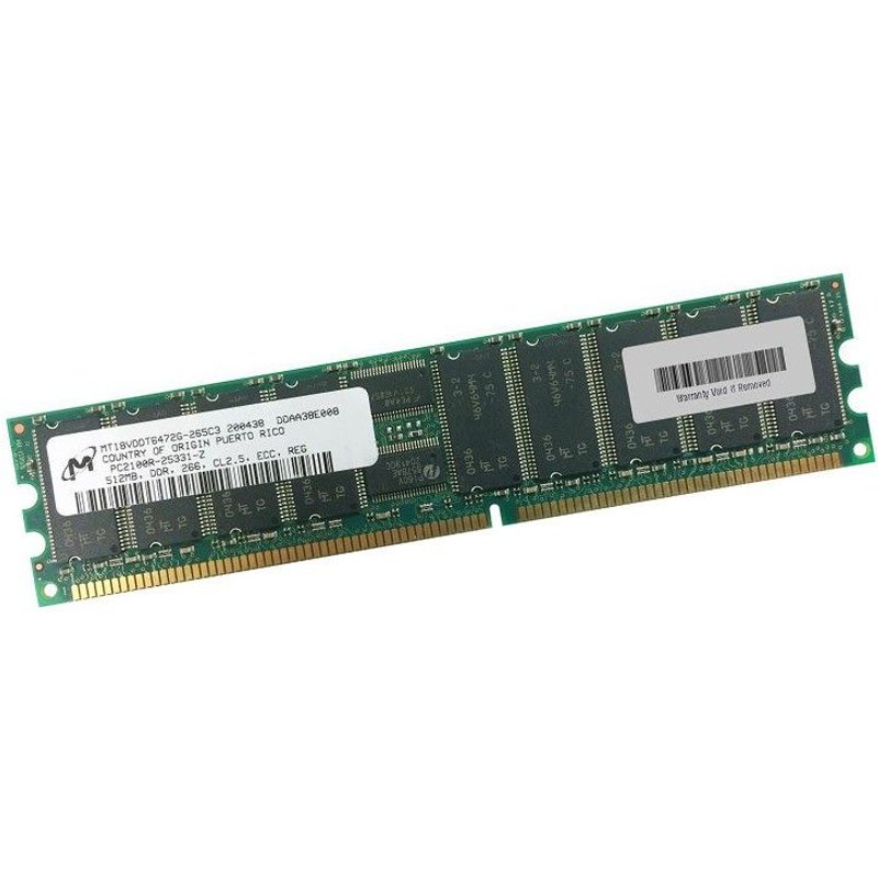 512Mo Ram Serveur MICRON MT18VDDT6472G-265C3 184-PIN DDR PC-2100R 266Mhz CL2.5