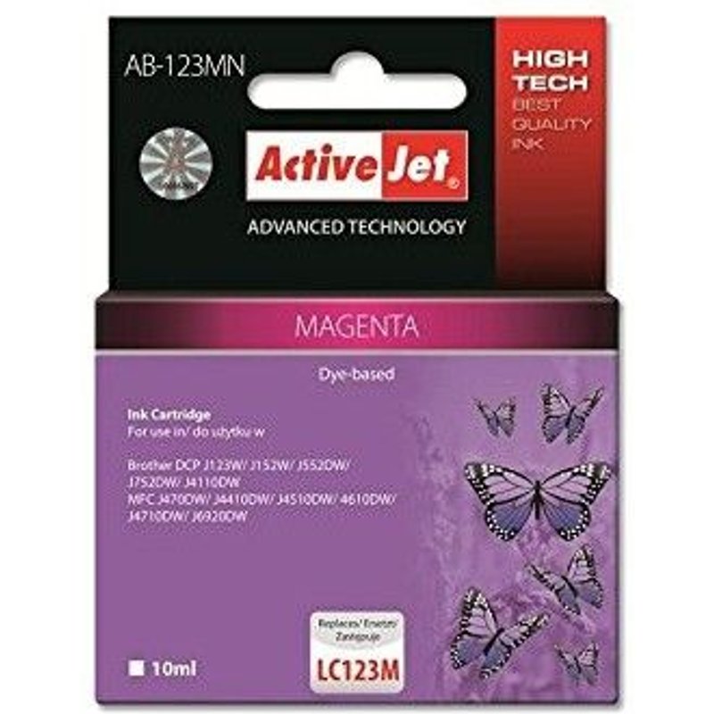 ActiveJet AB-123MN - 10 ml - magenta - compatible - cartouche d'encre (alternative pour : Brother LC123M) - pour Brother DCP-J100, J105, J132, J4110, J552, J752, MFC-J6720, J6920, J870
