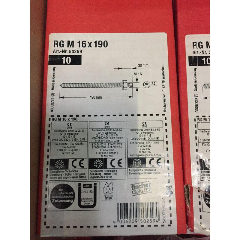 GOUJON D'ANCRAGE RGM 16 X 190