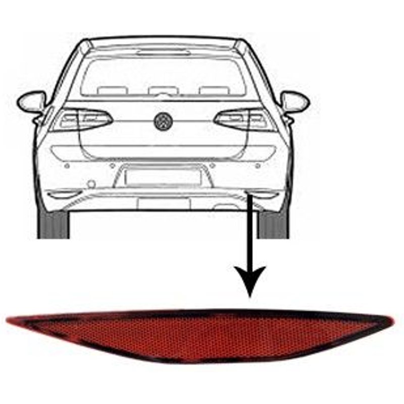 Catadioptrique Arrière Droit Pour Volkswagen Golf 7 De Nov 2012 À 2017 Version 3 Ou 5 Portes, Sauf Finition R-Line