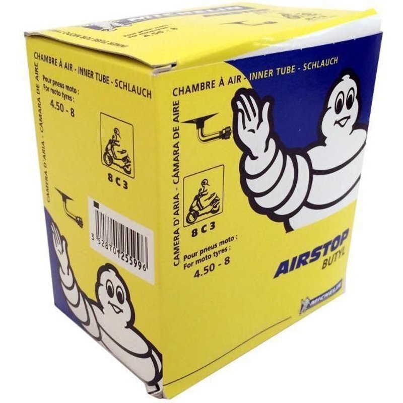 Chambre à air Michelin scooter 4,50-8 valve coudée à 90°