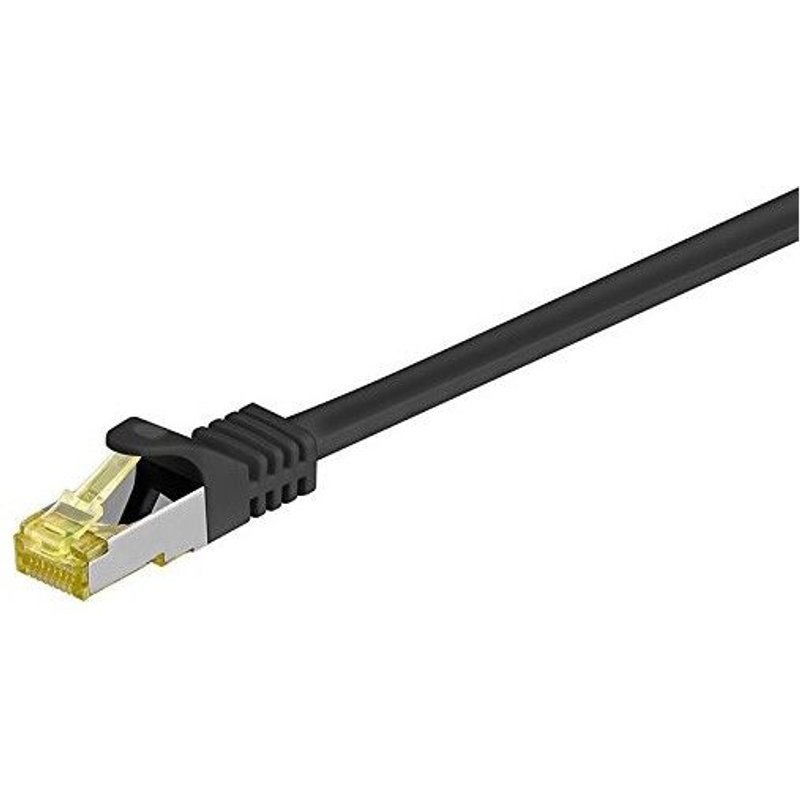 Goobay RJ45 réseau câble de raccordement CAT 7 S/FTP 1.50 m noir avec Rastnasenschutz, ore Steckkontak