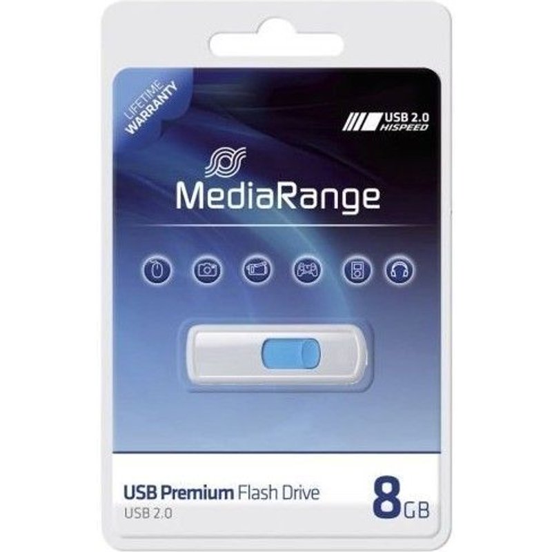 MediaRange USB-Stick 8GB MediaRange USB 2.0 Slider blue