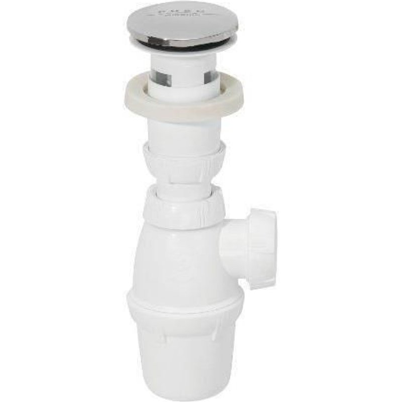 WIRQUIN Bonde lavabo Quick-Clac chromé sans trop-plein avec siphon NF
