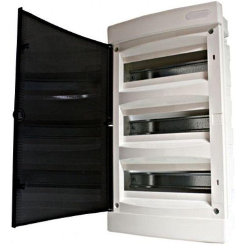 Tableau électrique encastré 36 modules 3 rangées avec porte translucide teintée