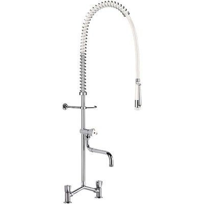 Mélangeur 2 trous de prélavage - Bec télescopique