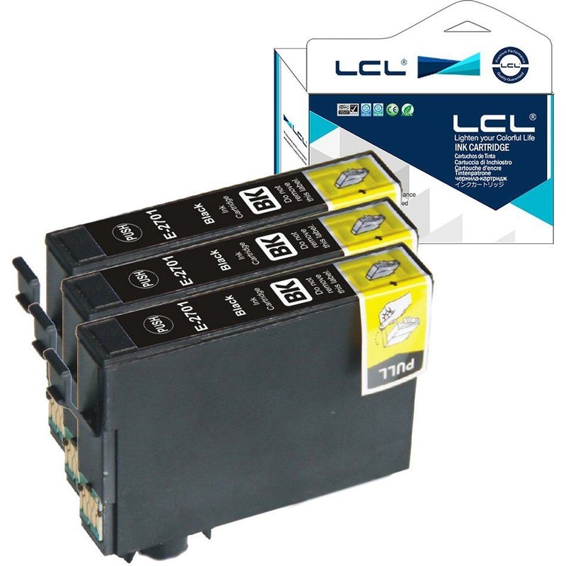 LCL(TM) 27XL T2711 (3-Pack Noir) Cartouche d'encre Compatible pour Epson WorkForce Pro WF-3620DWF 3640DTWF 7110DTW 7610DWF 7620DTWF