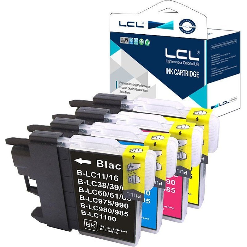 LCL(TM) LC980 LC1100 LC1100BK LC1100C LC1100M LC1100Y (4-Pack,Noir/Cyan/Magenta/Jaune) Cartouche d'encre Compatible pour Brother DCP MFC