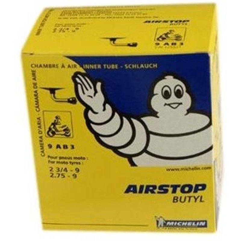 Chambre à air Michelin scooter 2,75-9 valve coudée à 90°