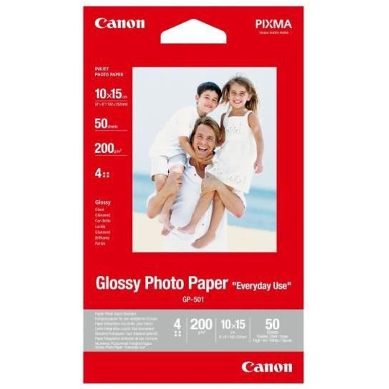 CANON Papier Photo Glacé économique GP-501 - 10 X 15 cm - 50 feuilles