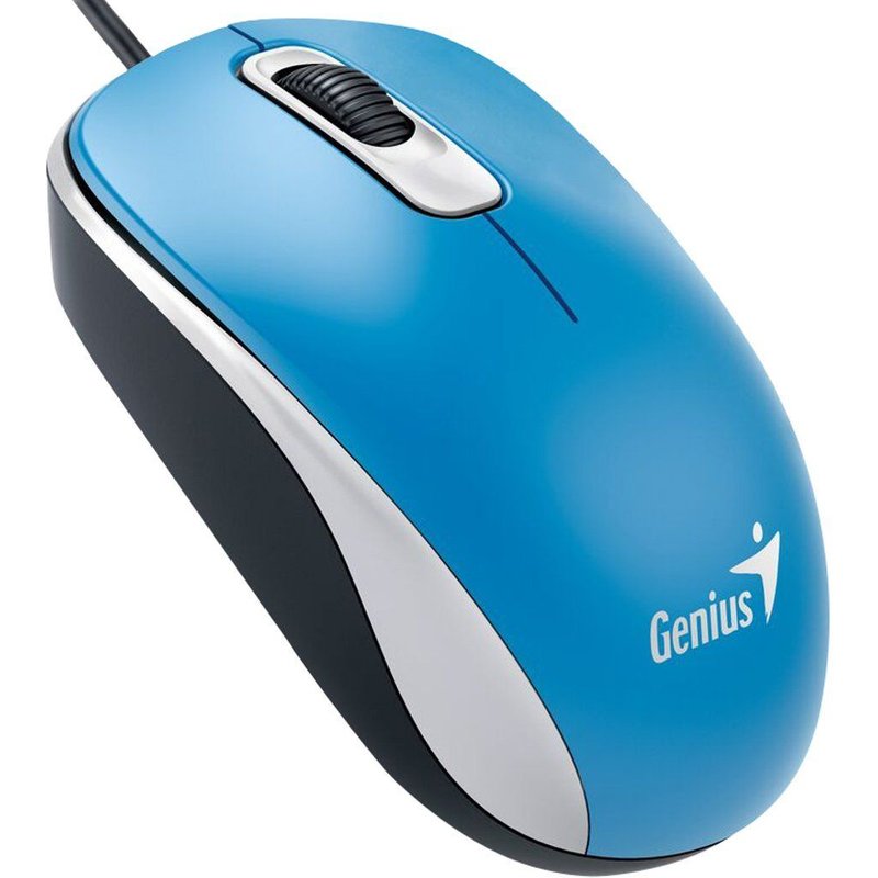 Genius DX-110 - Souris - droitiers et gauchers - optique - 3 boutons - filaire - USB - bleu