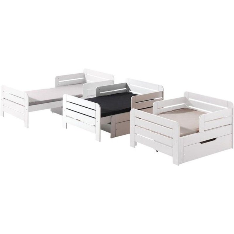 Paris Prix - Lit Évolutif "Jumper" 90x200cm Blanc