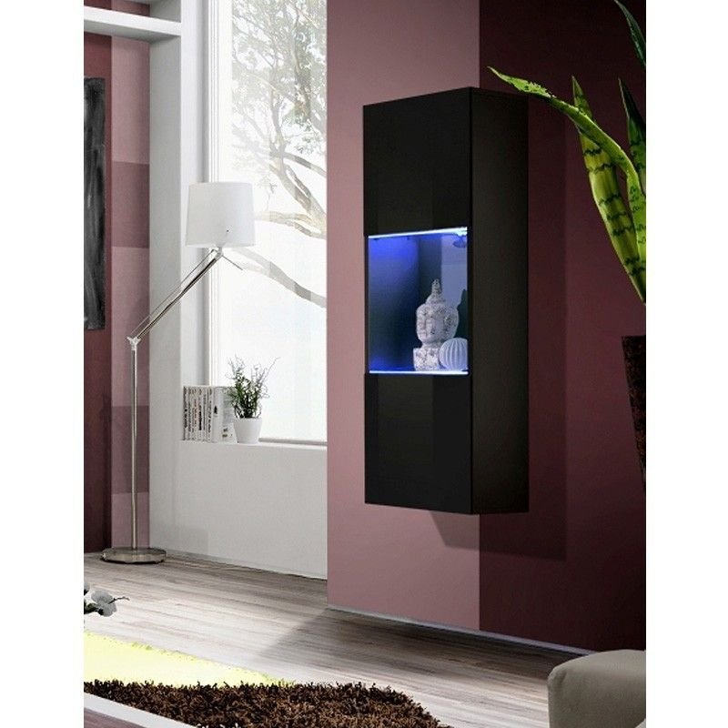 Vitrine Led Murale Design "Fly Iii" 126cm Noir