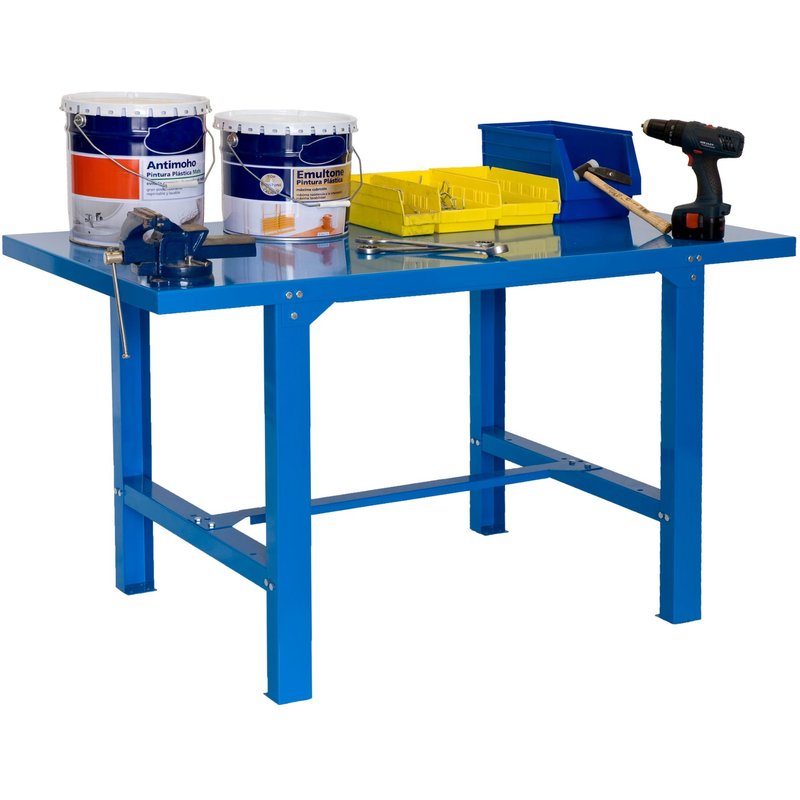 Etabli plateau métallique 830x1200x730 mm bleu 1 niveau 800 kg en kit