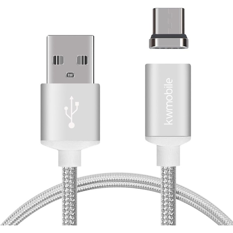 Kwmobile Câble Usb Type C Magnétique - Câble Usb Vers Usb-C 1m - Chargeur Universel Compatible Avec Samsung Galaxy Huawei Honor Macbook Xiaomi