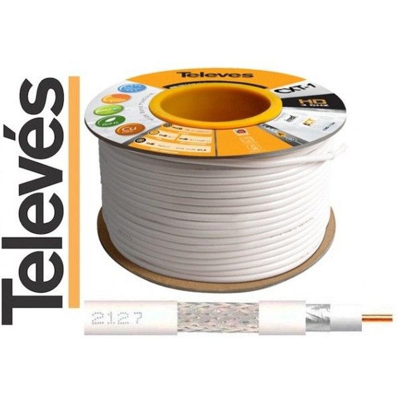 Televes CXT1 - Câble d'antenne en vrac - 100 m - coaxial - blanc