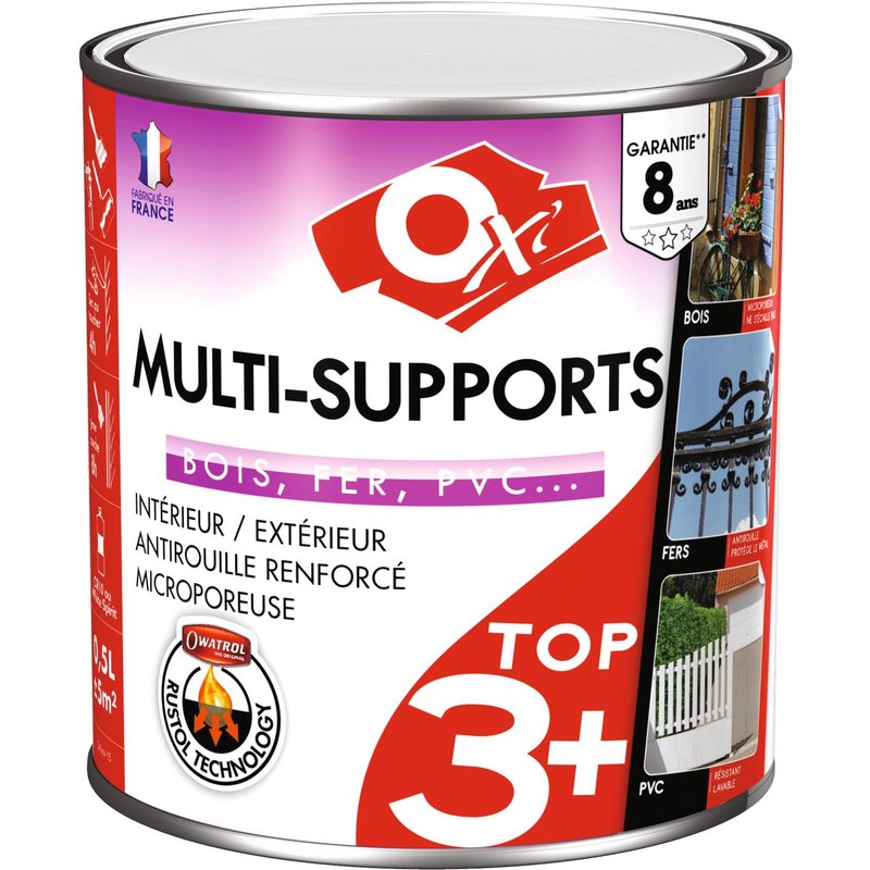Peinture satinée multi-supports TOP3 Oxi - Blanc - 0,5