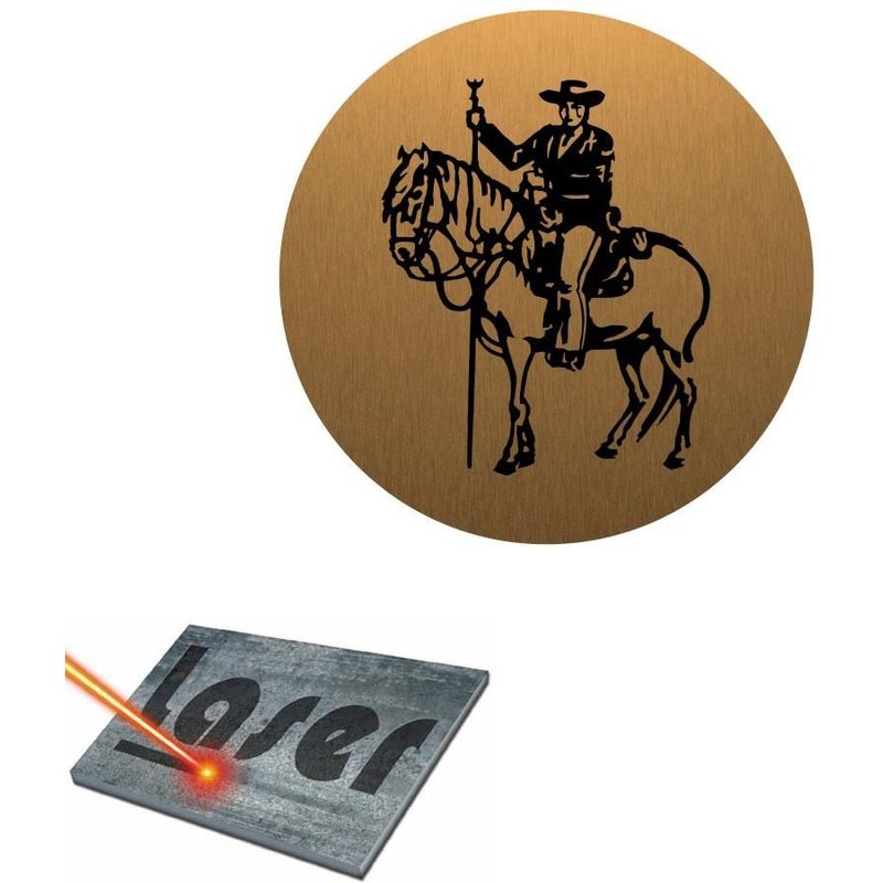 Plaque gravée autocollante 8cm Gardian 2 fond Or brossé