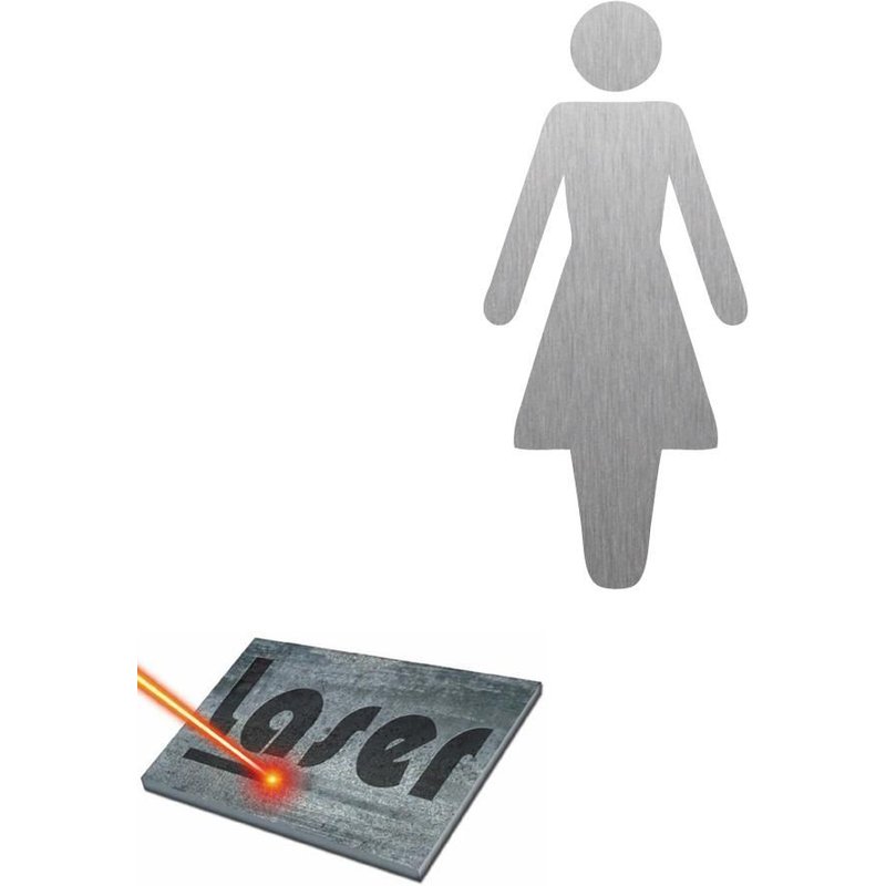 Plaque découpée autocollante 13cm toilettes femmes