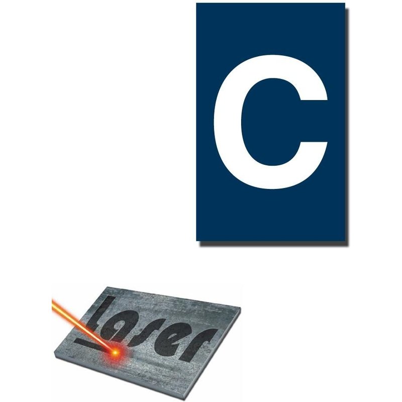 Plaque gravée autocollante 5x8cm Plaque de rue "C" fond Bleu